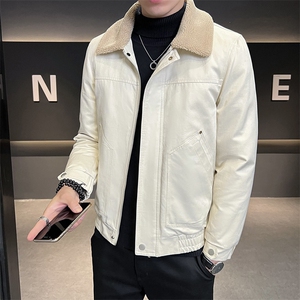 冬季新款羽绒服短款夹克羊羔毛领羽绒服标80绒带报告-8802图片