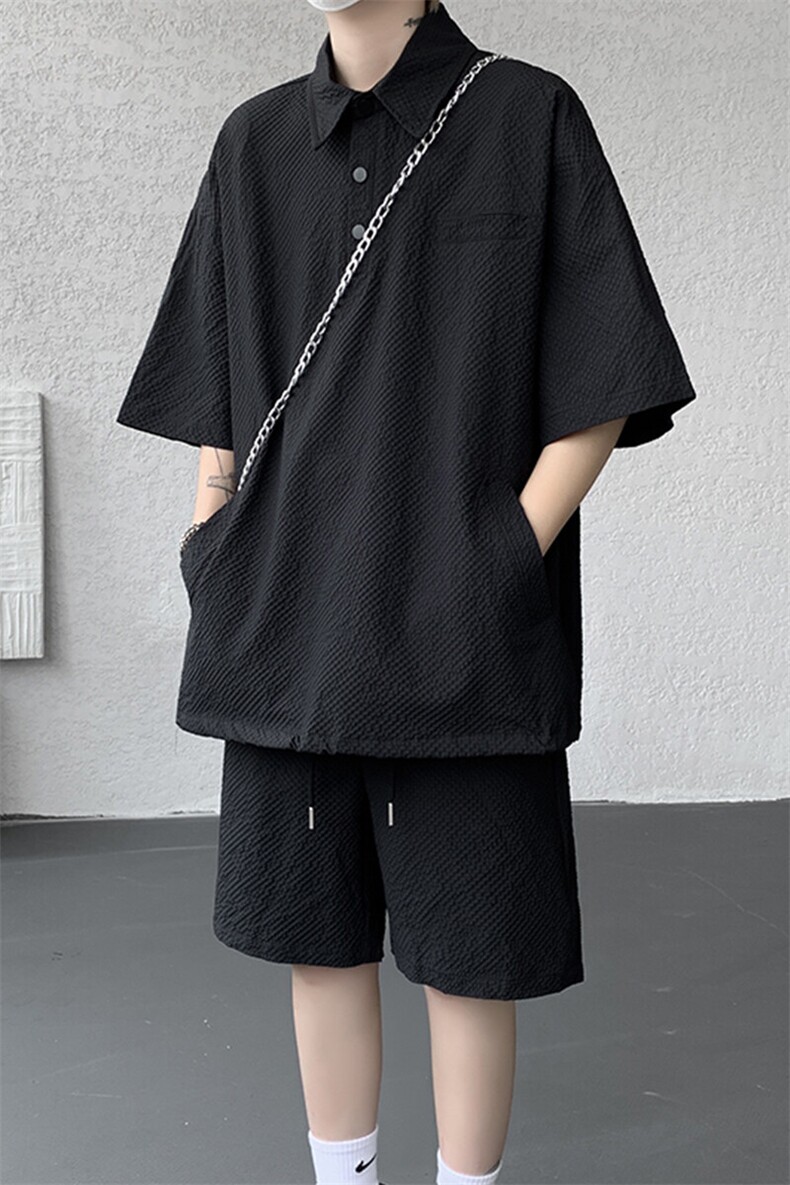 8XL-M日系工装短袖衬衫男夏季POLO衫t恤休闲运动套装TZ38004特P55,男装Polo衫,电商B312
