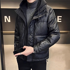 PU皮连帽羽绒服男防寒潮流男加厚保暖外套908-P195，男装羽绒服，星座310A-4