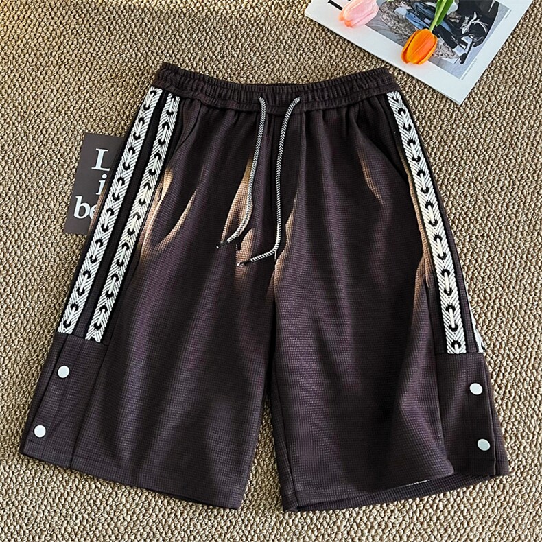 XZ616夏季新款华夫格织带扣子短裤休闲五分裤TY829P35控48,男装休闲裤,星座512A（原616）