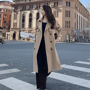 米白色高级感风衣外套女款2025新款韩版宽松休闲中长款外套女春图片