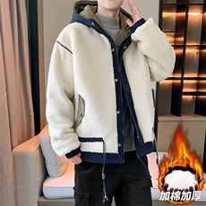 情侣棉服男士加绒加厚拼接工装保暖羊羔毛冬装外套M021-P125，男装棉衣，星座308B-2