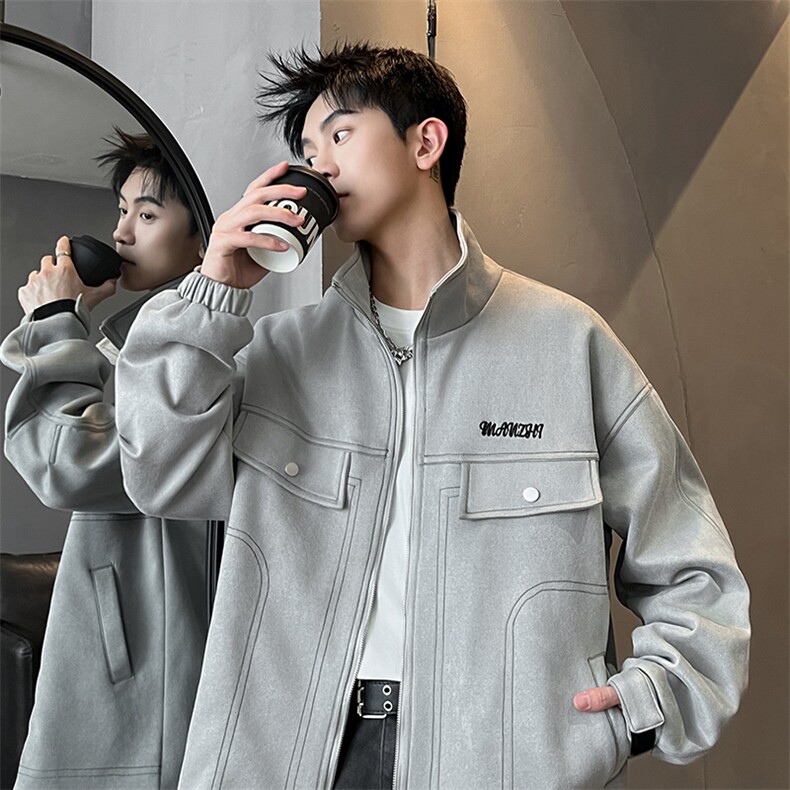 300斤可穿2025秋季新款立领复古解构夹克外套男加肥加大码胖子，男装夹克，钱塘717(原712)