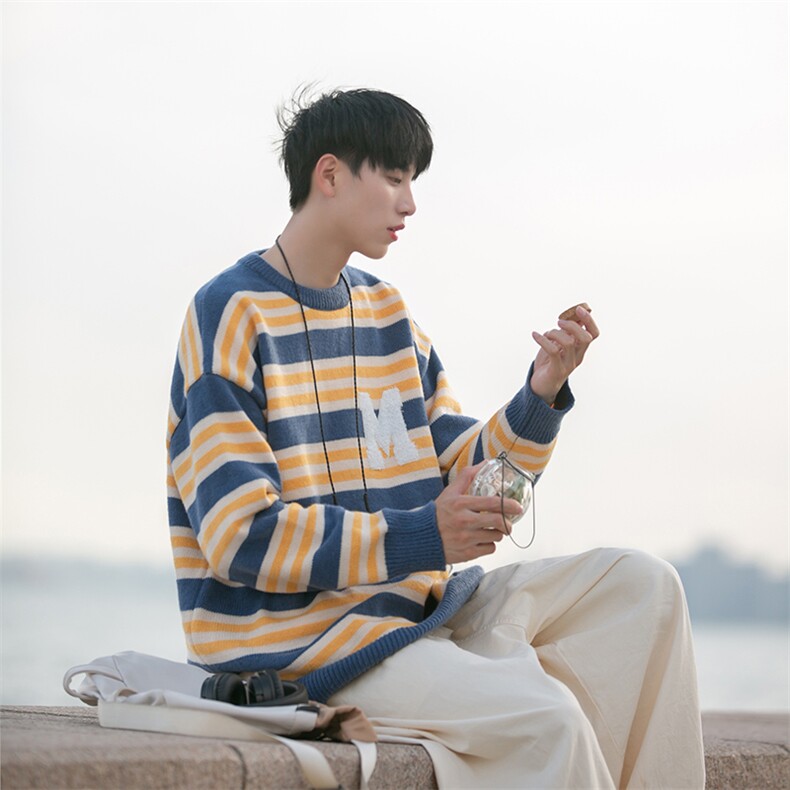B225-M1203-X78-P62-腈纶42%锦纶31%PBT27%-毛巾绣条纹毛衣现货,男装针织衫/毛衣,电商B225