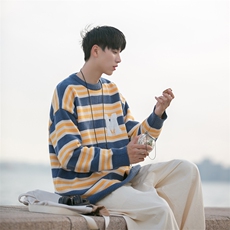 B225-M1203-X78-P62-腈纶42%锦纶31%PBT27%-毛巾绣条纹毛衣现货，男装针织衫/毛衣，电商B225
