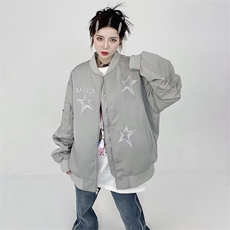 秋天外套女款春秋2025新款时尚洋气立领印花气质减龄显瘦运动夹克，男装夹克，星座506A