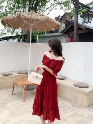 现货红色连衣裙,女装连衣裙,煊 芮 熙