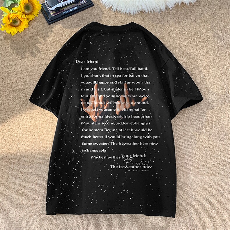 量大优供抖音视频支持得物配合二开美式满天星亮片短袖T恤MTX153,男装T恤,电商A486