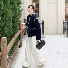 2025年冬季新款90白鸭绒保暖小香风羊毛羽绒服外套女，女装羽绒服，1D102-1