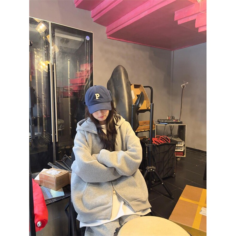 抖音得物品质二开26春装男女美式高街结构双拉链开衫卫衣外套,女装短外套,电商A486