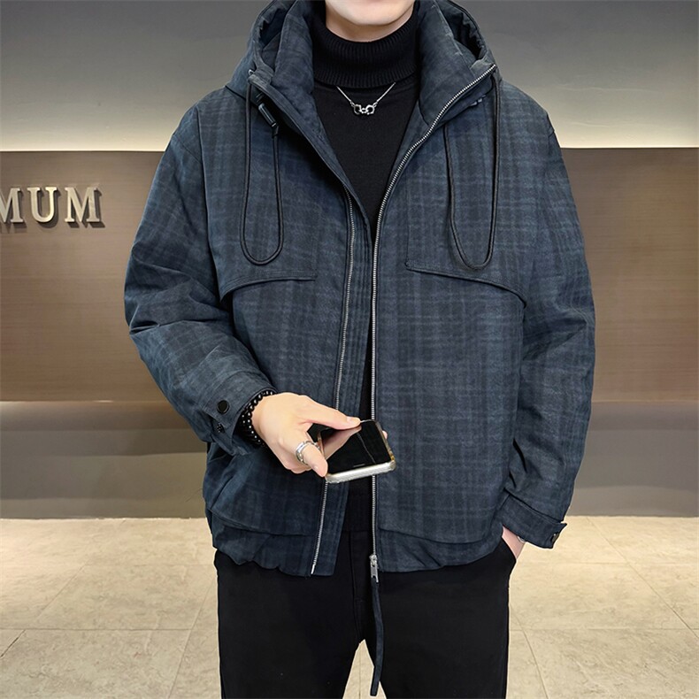 90新标冬季白鸭绒羽绒服暗格复古连帽保暖时尚外套YR9129-P319,男装羽绒服,电商D342