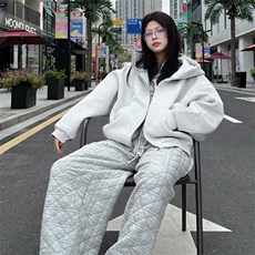抖音得物高品质25秋冬美式高街宽松结构防风高领连帽卫衣外套W60，男装卫衣，电商A486-1