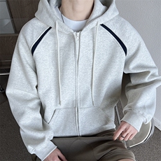 WY610-P58美式潮牌宽松oversize拼接撞色开衫卫衣，男装卫衣，星座1503