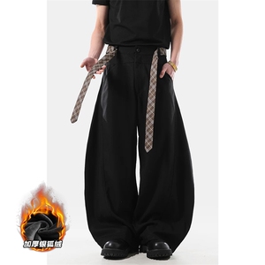 网图加厚银狐绒480g重磅腰带设计弯刀裤男K24060J加绒-特P58控108图片