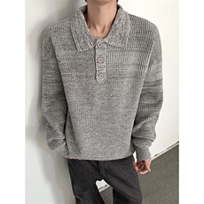 美式复古毛衣男慵懒高级感翻领针织衫秋冬打底衫MY0584-P73，男装T恤，星座308B-2