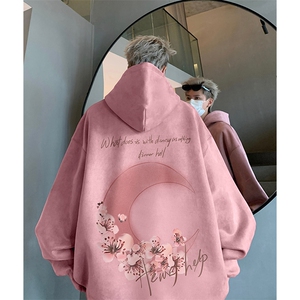 男士麂皮绒连帽卫衣秋冬宽松情侣帽衫美式潮流上衣外套LH9922-P58图片