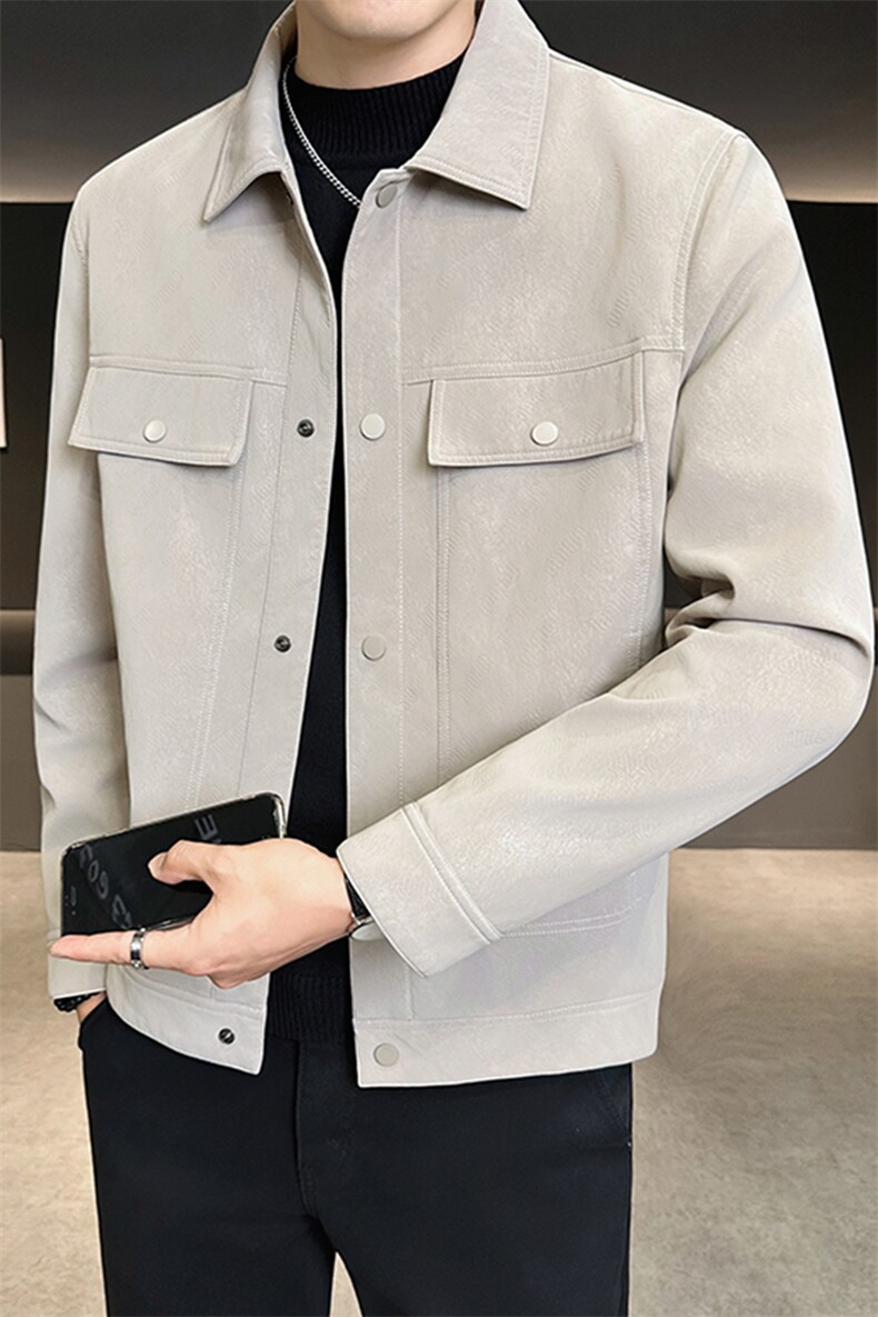 秋季夹克男2025新款工装口袋高级感皮夹克外套A313-8831-P145,男装夹克,电商A313
