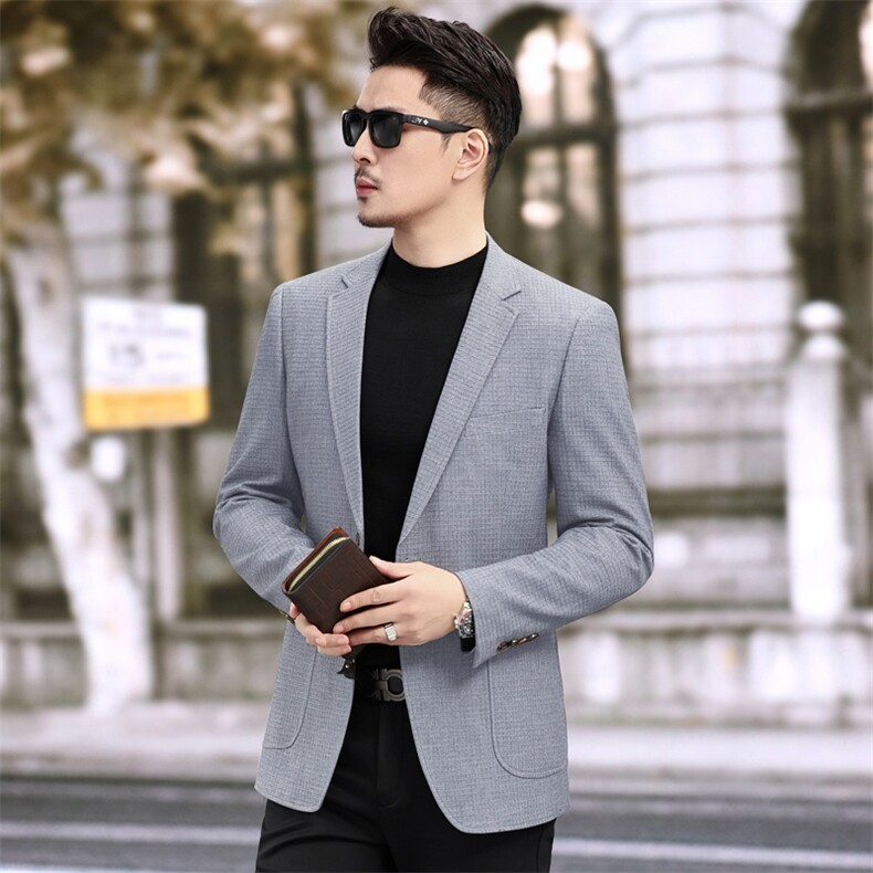 新款春季新款便西男士格子西装休闲西服外套7817P145225,男装西服套装,电商D225-1