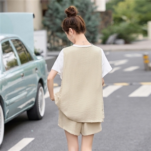 短裤套装女2025夏季新款小个子巨好看韩系chic休闲减龄穿搭一整套图片