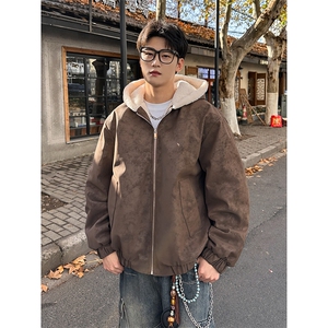 复古做旧座山雕加厚连帽外套男女宽松高级感皮棉衣981 P118图片