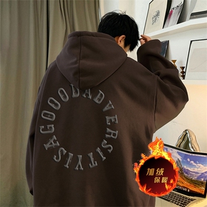 秋冬美式加绒加厚卫衣外套图片