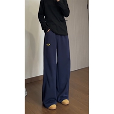 美式复古休闲裤女春季新款侧边三条杠速干阔腿运动裤宽松伞兵裤子，女装休闲裤，星座506A
