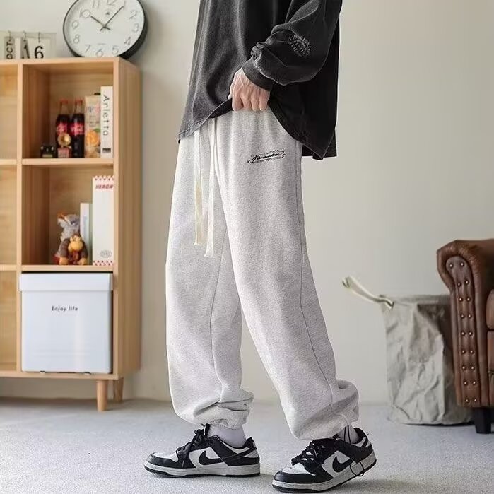 1506-1/KG4431/P31男韩版潮流百搭裤子坠感阔腿拖地长裤男女同款图片