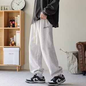 1506-1/KG4431/P31男韩版潮流百搭裤子坠感阔腿拖地长裤男女同款图片