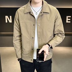 5202-L-4XL-P115店主风春季单排扣纯色翻领特殊面料夹克外套男，男装夹克，电商B255
