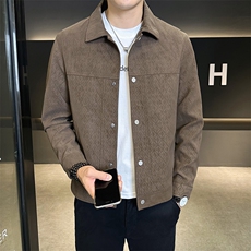 加绒加厚夹克外套男2025新款秋冬季麂皮PU皮衣A313-1808-1-P145，男装夹克，电商A313