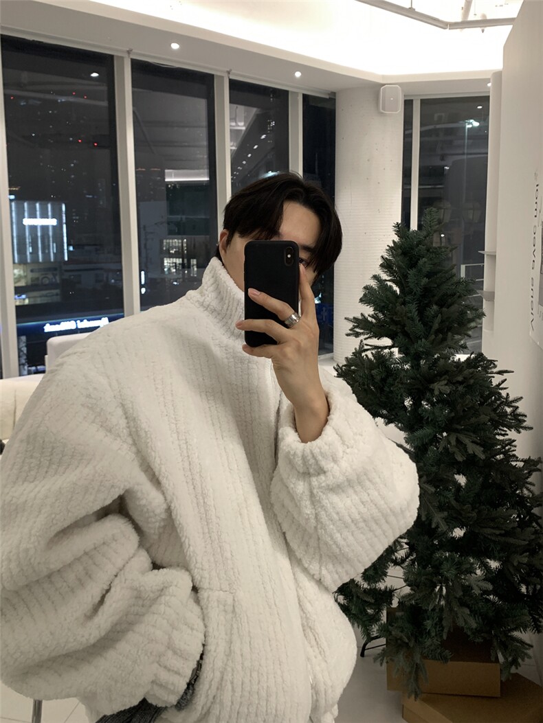 翻领灯芯绒宽松棉服男士秋季新款重工加厚高克重毛绒短款夹克外套,男装夹克,星座710