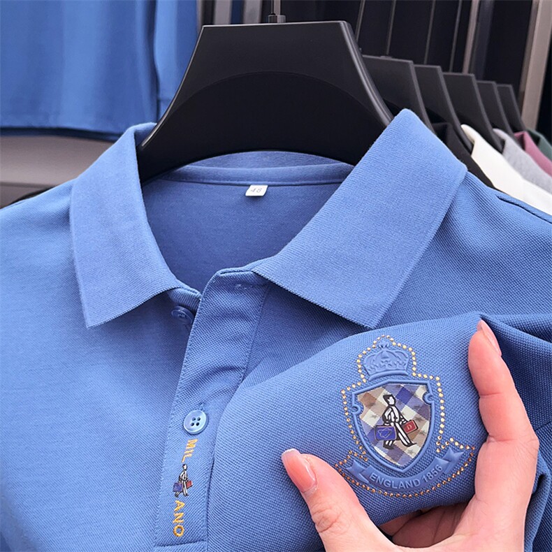2023秋季新款polo衫长袖衬衫男衬衣商务休闲男装打底,男装Polo衫,电商B212（原钱塘6029）