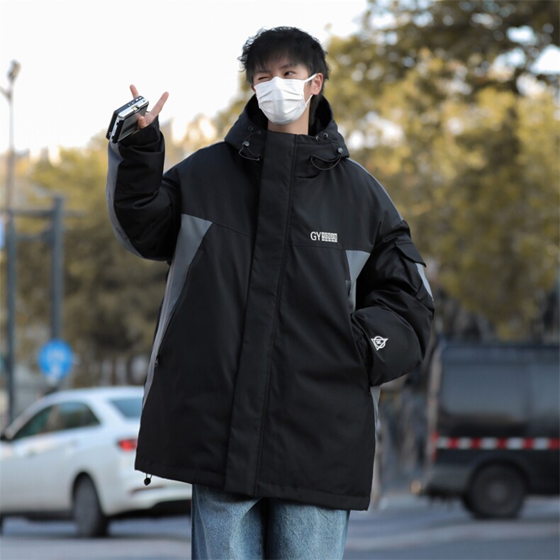 美式机能拼接冲锋衣棉服冬季新款潮流宽松休闲毛衣外套,男装针织衫/毛衣,星座410-6（原星座1304-1）