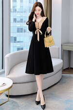 2021年冬季拉毛呢料连衣裙，女装连衣裙，金典明美