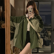A101-P90新款美式复古宽松绿色登山服冲锋衣男女外套秋，男装夹克，星座911