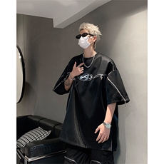 丝光棉解构短袖T恤夏季小众设计拉链半袖体恤XZ514-2-202496-P63，男装T恤，星座514-2(原B239)