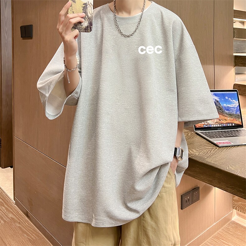 华夫格t恤男短袖男大码五分袖酒店风HT73294-P22,男装T恤,电商A040