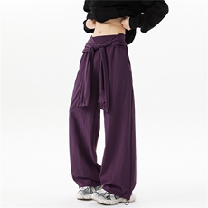 8XL-M休闲裤男美式高街纯色绑带宽松跳舞直筒裤潮K9127P68控98，男装休闲裤，电商D206-1