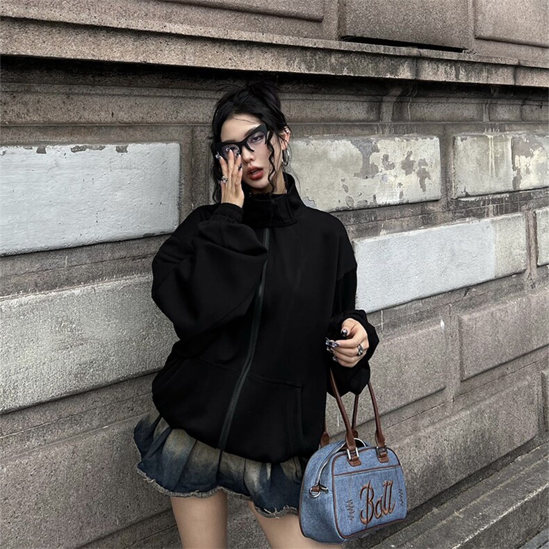 美潮情侣开衫卫衣垫肩外套A426P70控98,女装短外套,电商A309