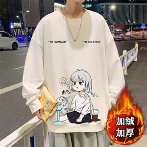 秋季圆领卫衣男潮牌青少年小女孩印花上衣男生长袖t恤潮W12