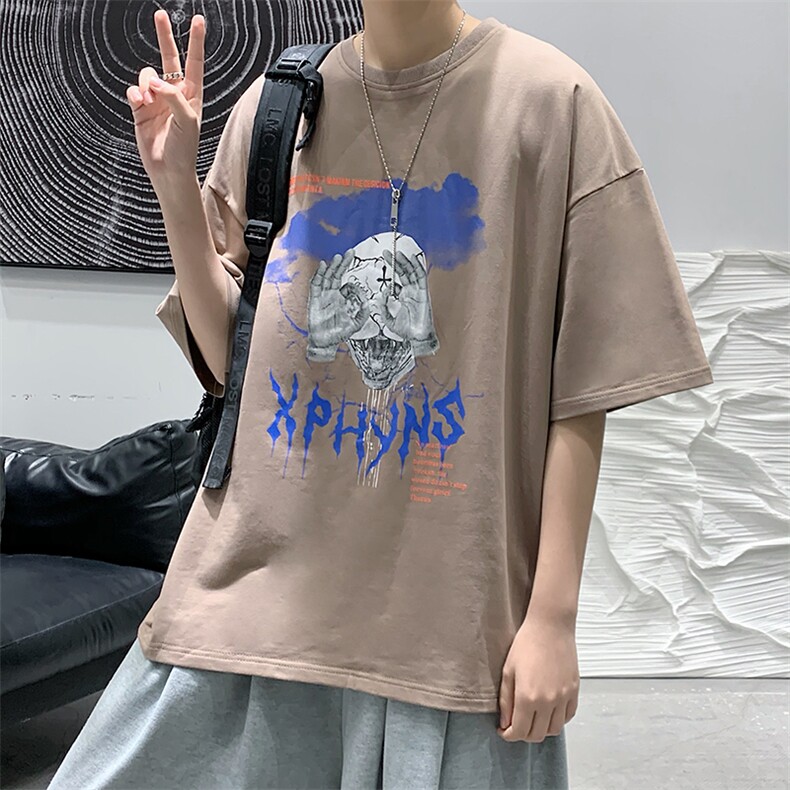 2025夏季原创设计港风潮流美式宽松休闲T恤B266-DX03-P30，男装T恤，星座B257-1