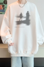 已注册华棉秋冬新款港风宽松圆领卫衣男潮大码WY9297/P35加绒P45，男装卫衣，电商B316