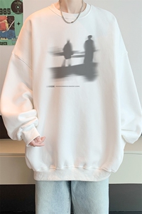 已注册华棉秋冬新款港风宽松圆领卫衣男潮大码WY9297/P35加绒P45图片
