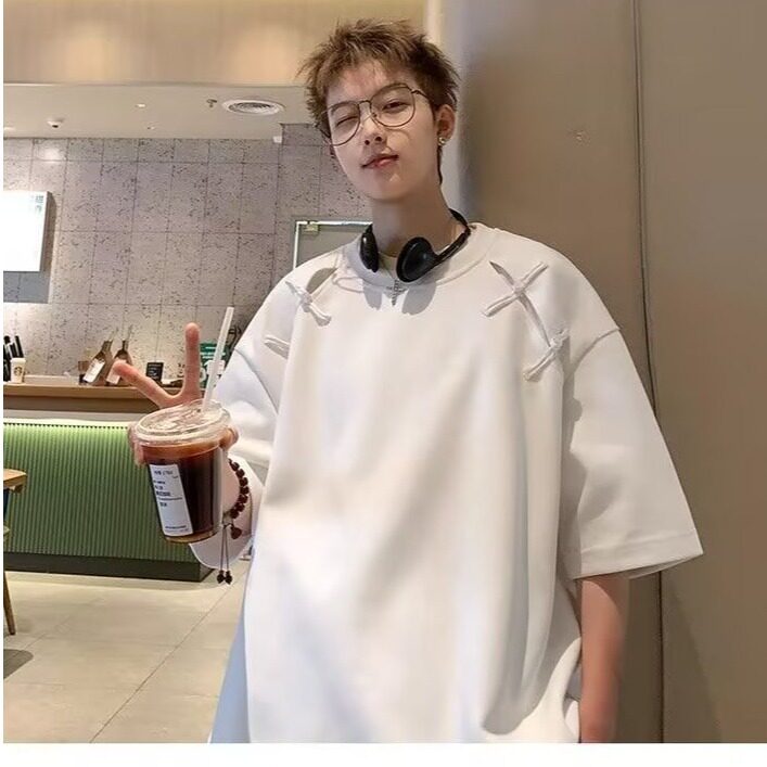 短袖t恤女春夏季宽松显瘦中长款打底衫新中式轻风盘扣上衣女潮图片