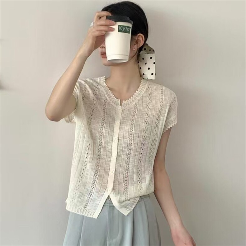 新款针织开衫时尚百搭休闲风，女装衬衫，锦弘羊绒