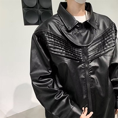 DZ62-P80潮春秋季机车皮衣外套男夹克痞帅高级感外套外穿常规款，男装夹克，星座603-2