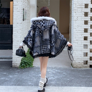 【有货】格纹流苏斗篷2C115-2377-P175-K258图片