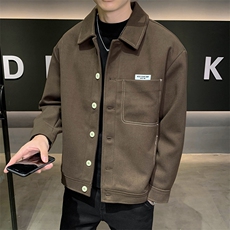 社会小伙高端呢子拼皮宽松韩版外套大衣夹克男A236-JK0813-P130，男装夹克，电商A236