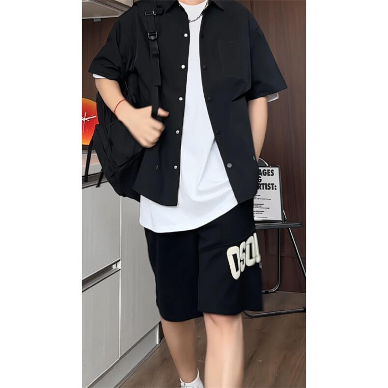 夏季痞帅工装短袖衬衫男士外套薄款凉爽半截袖休闲衬衣CS4216P40,男装T恤,电商A128