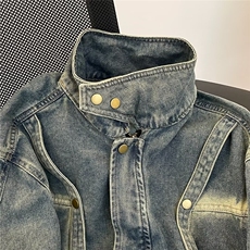 秋季新款做旧牛仔夹克美式街头情侣复古嘻哈风外套NY8617-p75，男装夹克，星座601-2